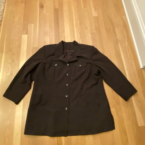 Dana Buchman Womens Brown Silk Pant Suit / Blazer Size 20 / Pants Size 24 - Picture 3 of 11